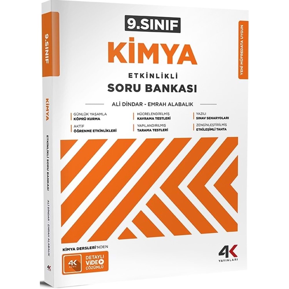 9.SINIF ETKİNLİKLİ KİMYA SORU BANKASI 4K YAYINLARI