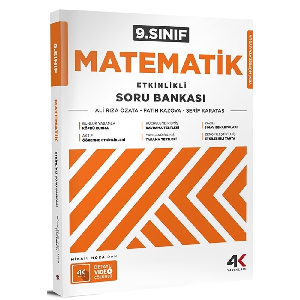 9.SINIF ETKİNLİKLİ MATEMATİK SORU BANKASI 4K YAYINLARI
