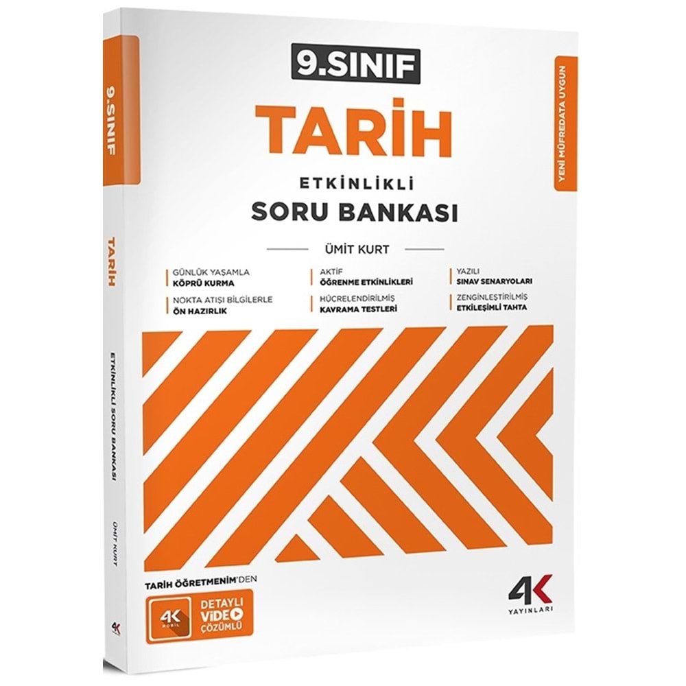 9.SINIF ETKİNLİKLİ TARİH SORU BANKASI 4K YAYINLARI