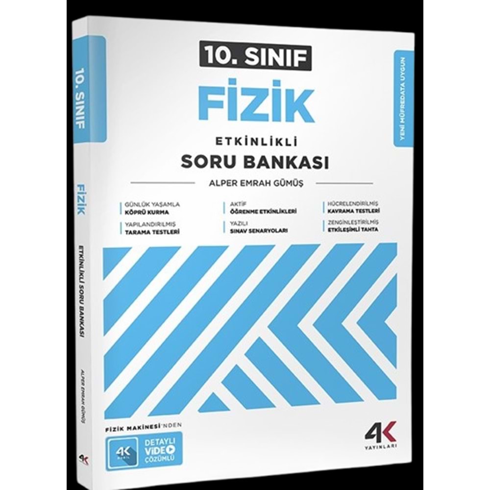 10.SINIF TAM İZLEME FİZİK SORU BANKASI 4K YAYINLARI