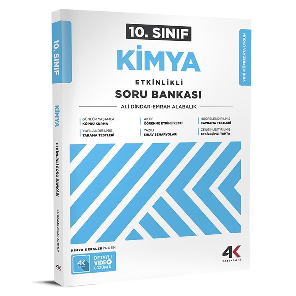 10.SINIF TAM İZLEME KİMYA SORU BANKASI 4K YAYINLARI