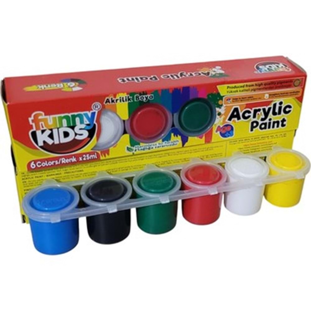 AKRİLİK BOYA 25 ML 6 LI SET FUNNY KİDS