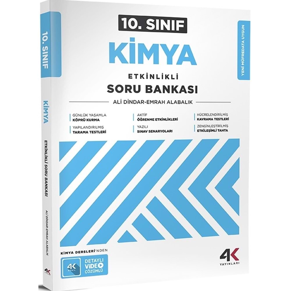 10.SINIF ETKİNLİKLİ KİMYA SORU BANKASI 4K YAYINLARI
