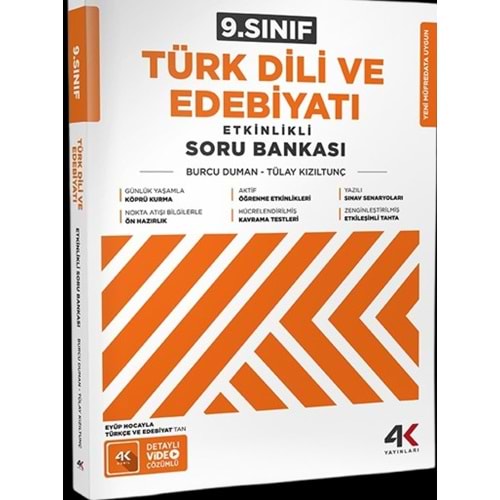 9.SINIF ETKİNLİKLİ TÜRK DİLİ VE EDEBİYATI SORU BANKASI 4K YAYINLARI