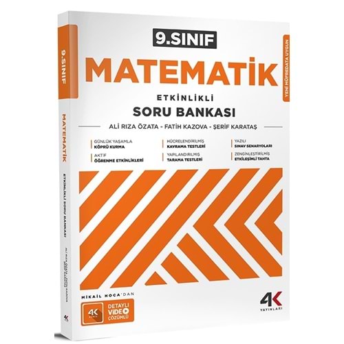 9.SINIF ETKİNLİKLİ MATEMATİK SORU BANKASI 4K YAYINLARI