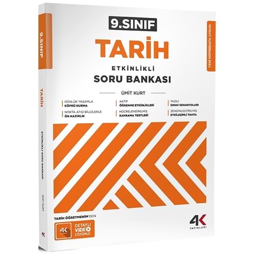 9.SINIF ETKİNLİKLİ TARİH SORU BANKASI 4K YAYINLARI